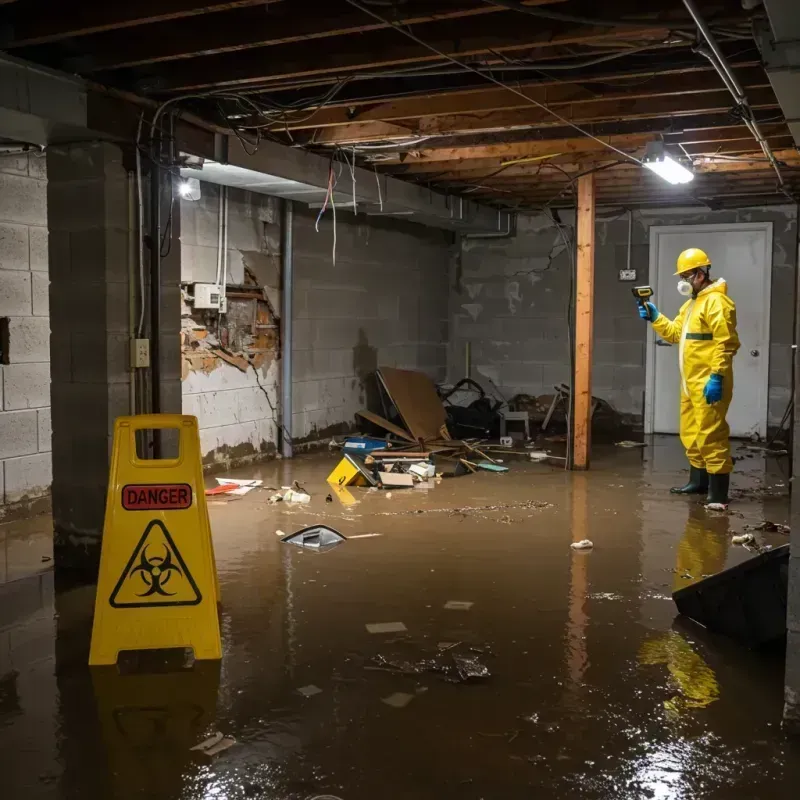 Flooded Basement Electrical Hazard in Bangor, MI Property