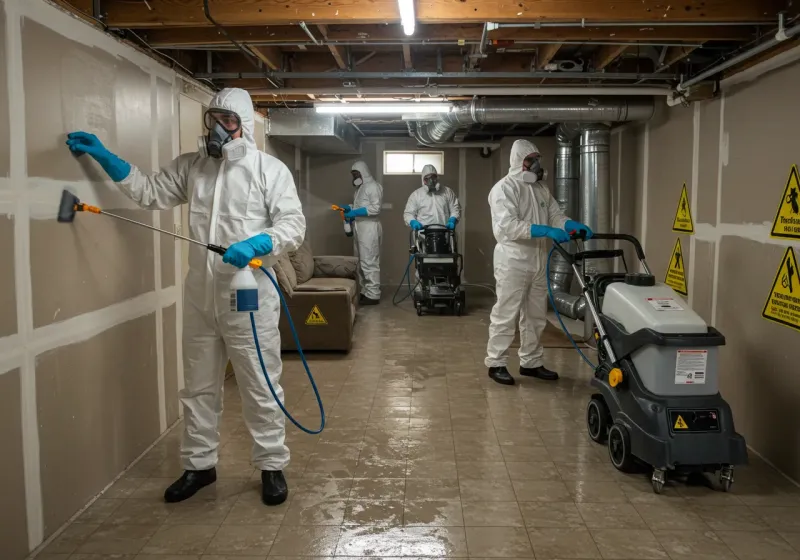 Basement Moisture Removal and Structural Drying process in Bangor, MI